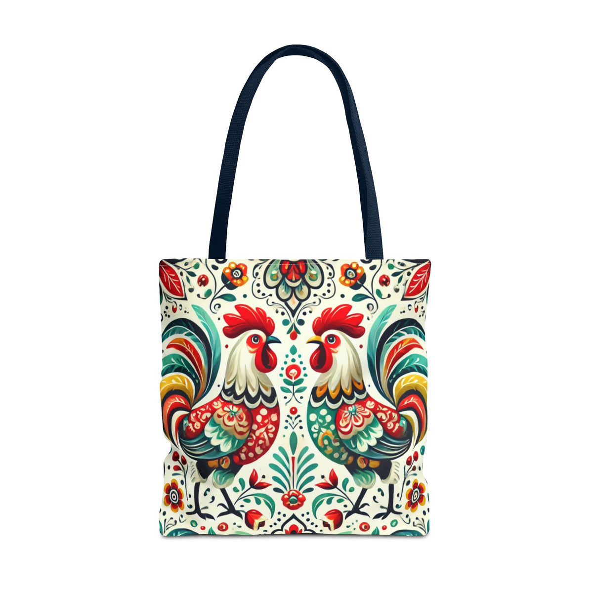Vibrant Floral Folk Art Chicken Tote Bag