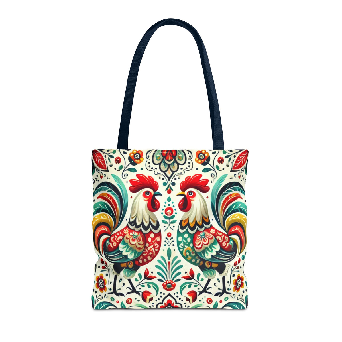 Vibrant Floral Folk Art Chicken Tote Bag