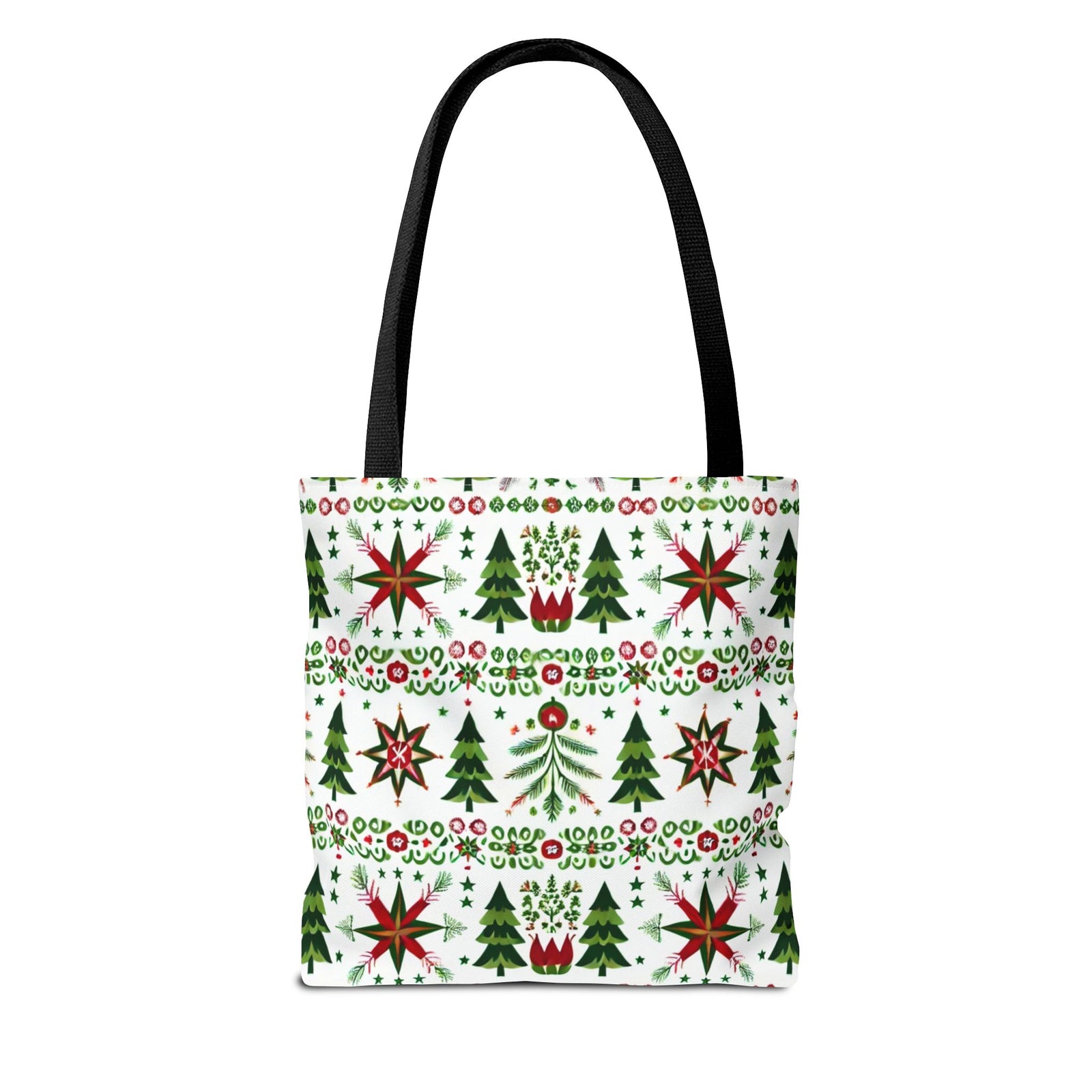 Polish Christmas Folk Art Pattern Stars Pines & Florals Tote Bag