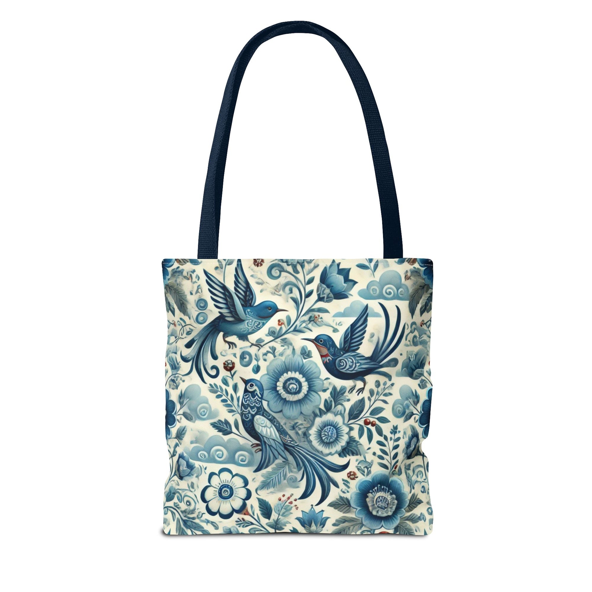 Polish Folk Art Floral & Birds Vibrant Blue Tote Bag (AOP)