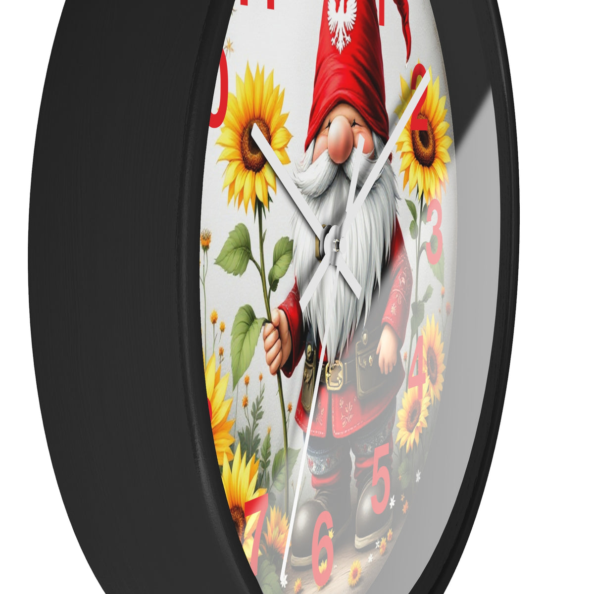 Holiday Sunflower Polish Gnome Wall Clock