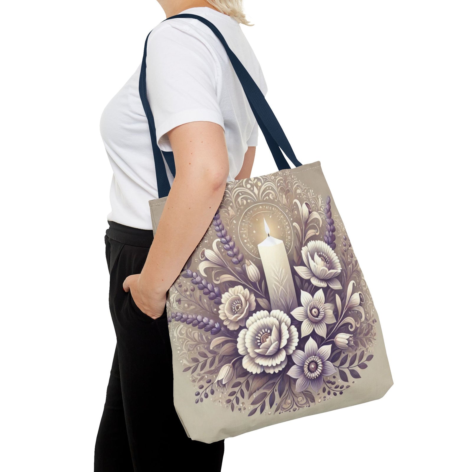 All Saints Day Religious Floral Folk Art Tote Bag