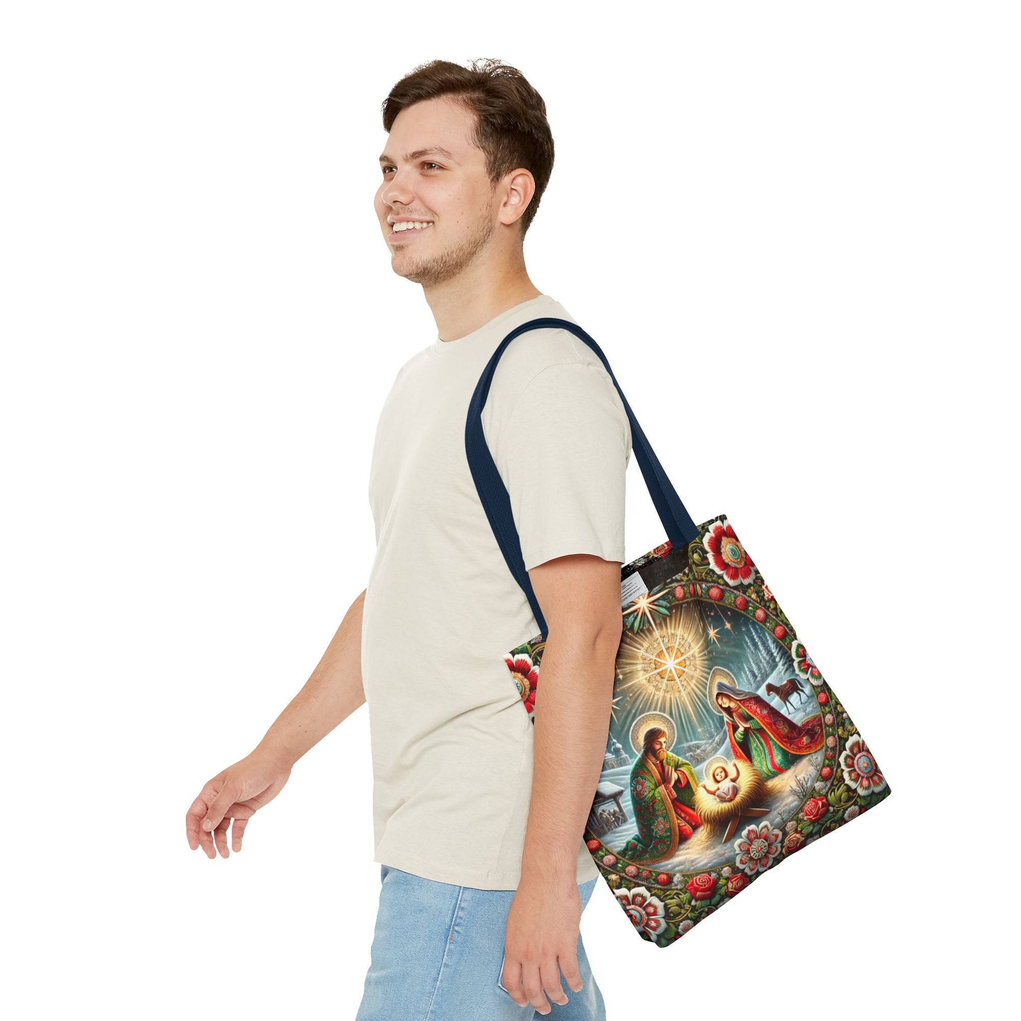 Nativity Scene Holy Family Manger Biblical Artwork Tote Bag