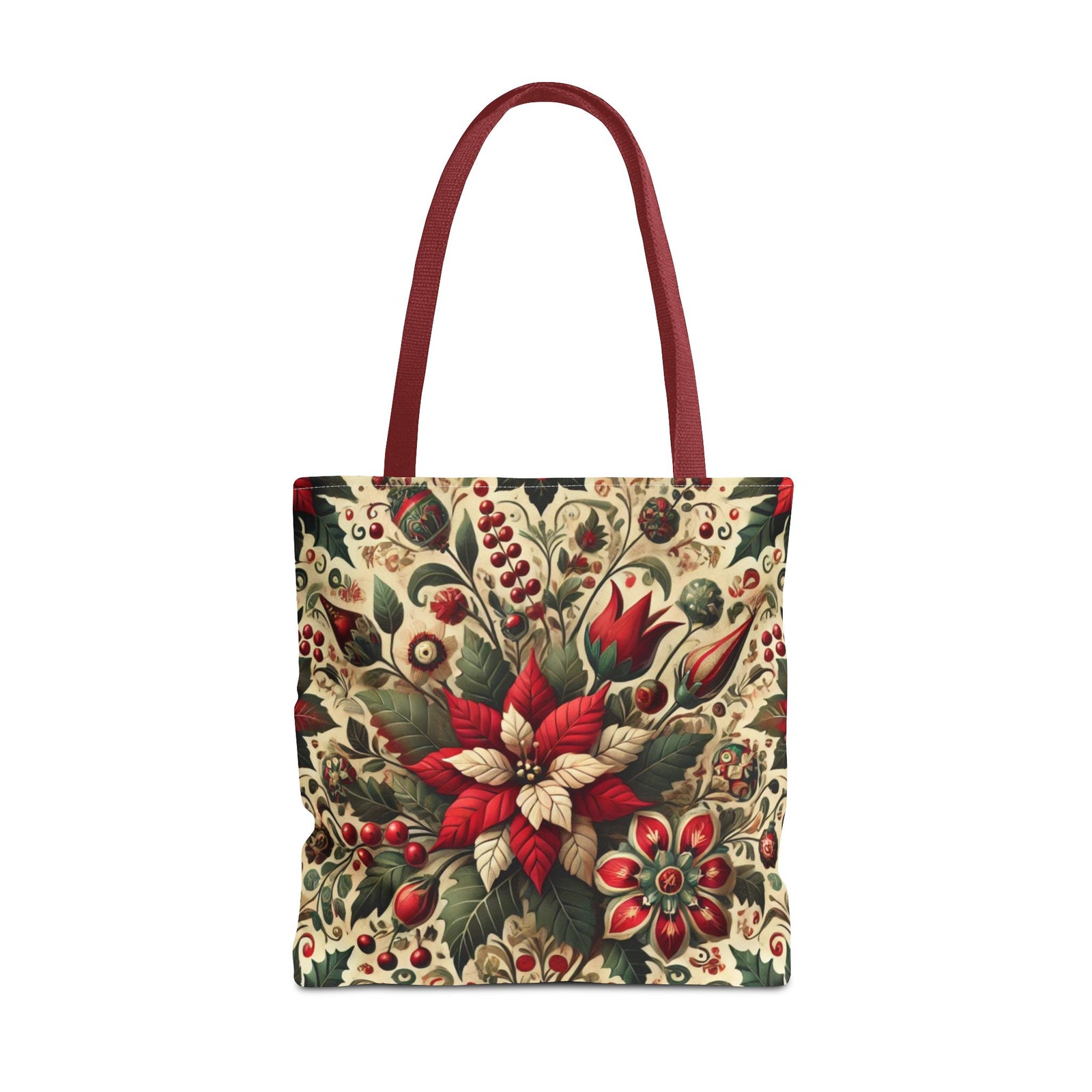Christmas Poinsettia Floral Art Holiday Tote Bag