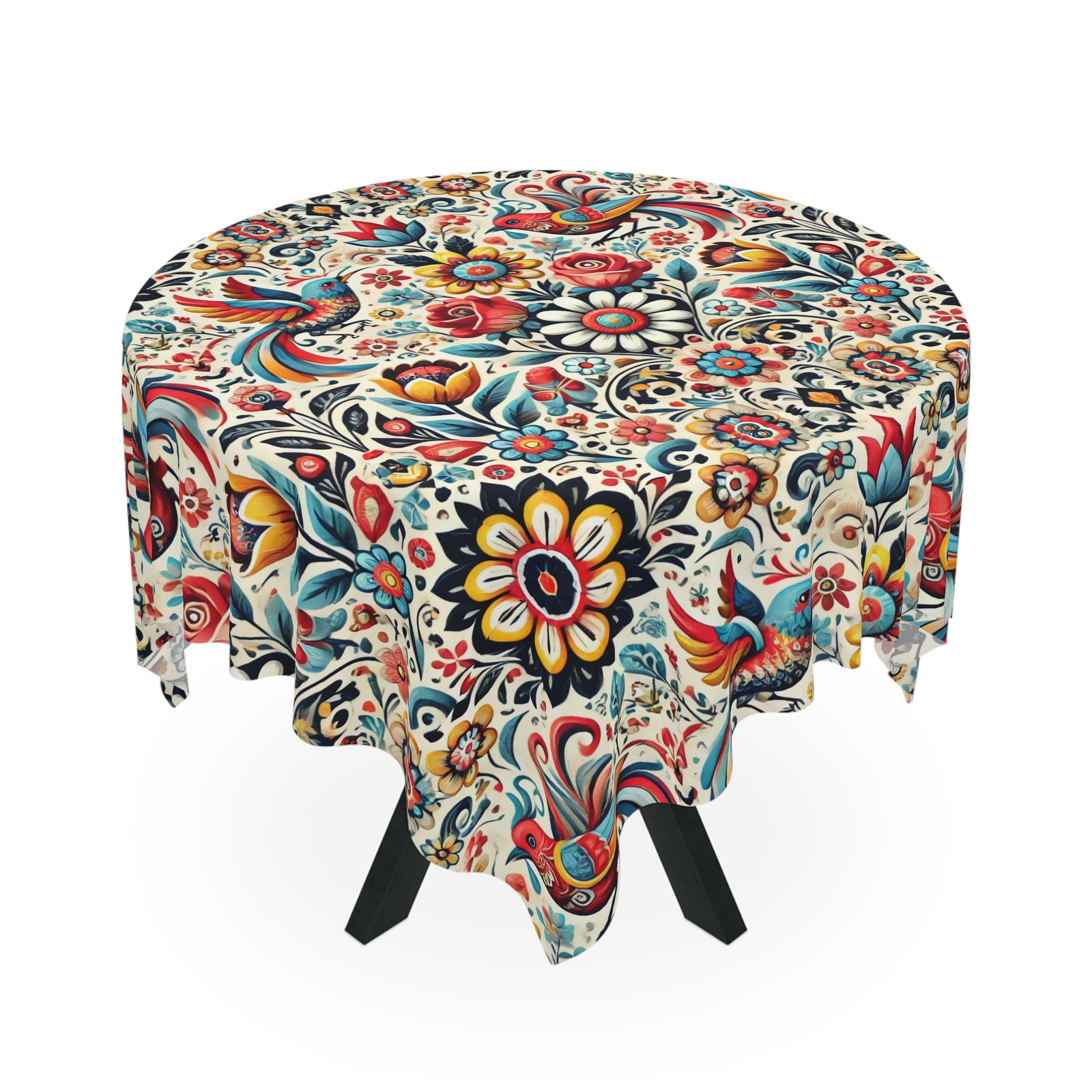 Birds and Flowers Floral Tablecloth