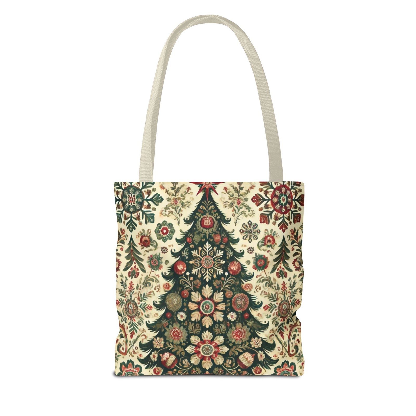 Vintage Christmas Trees Polish Folk Art Pattern Tote Bag