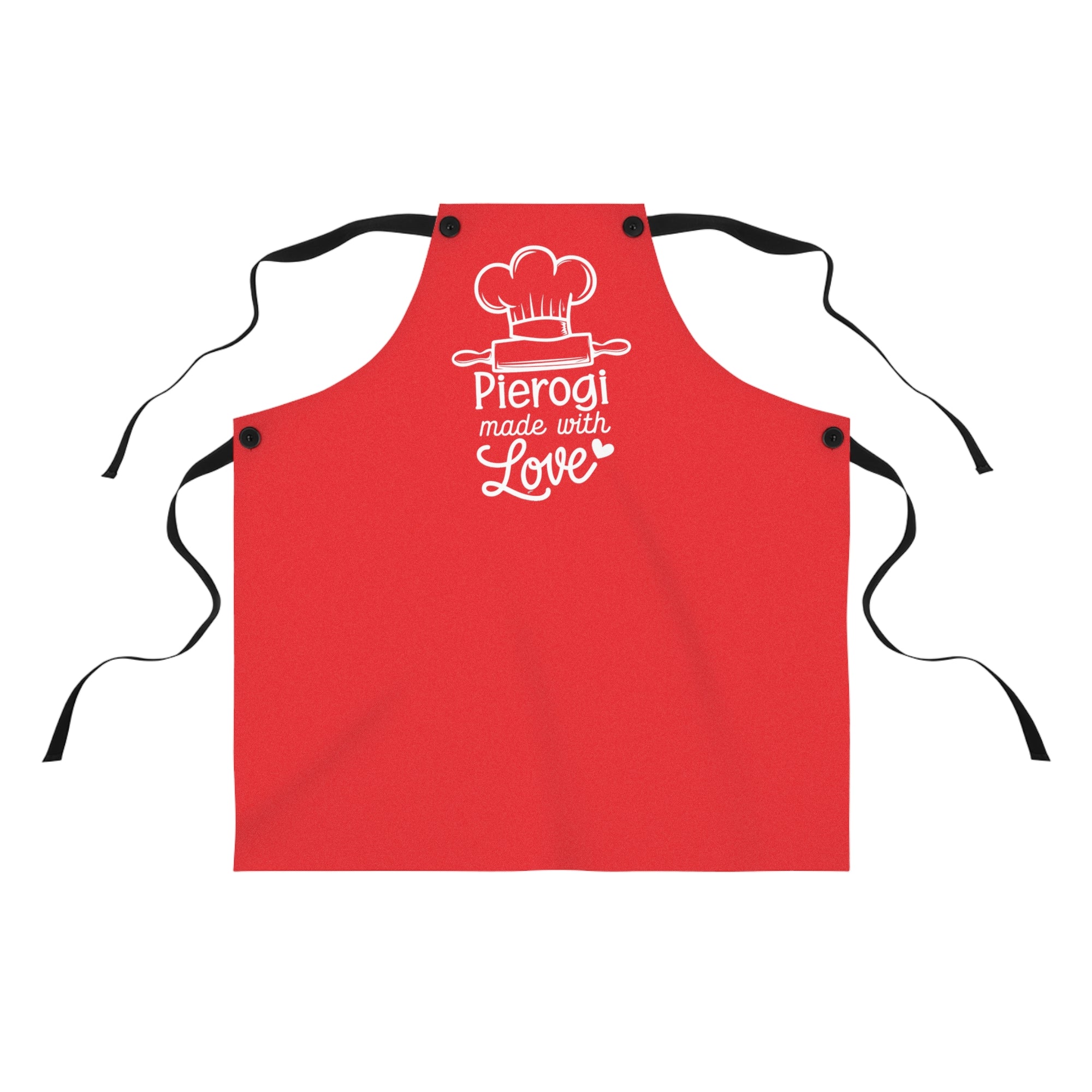 Pierogi Made with Love Red Cooking Apron for Polish Food Lovers