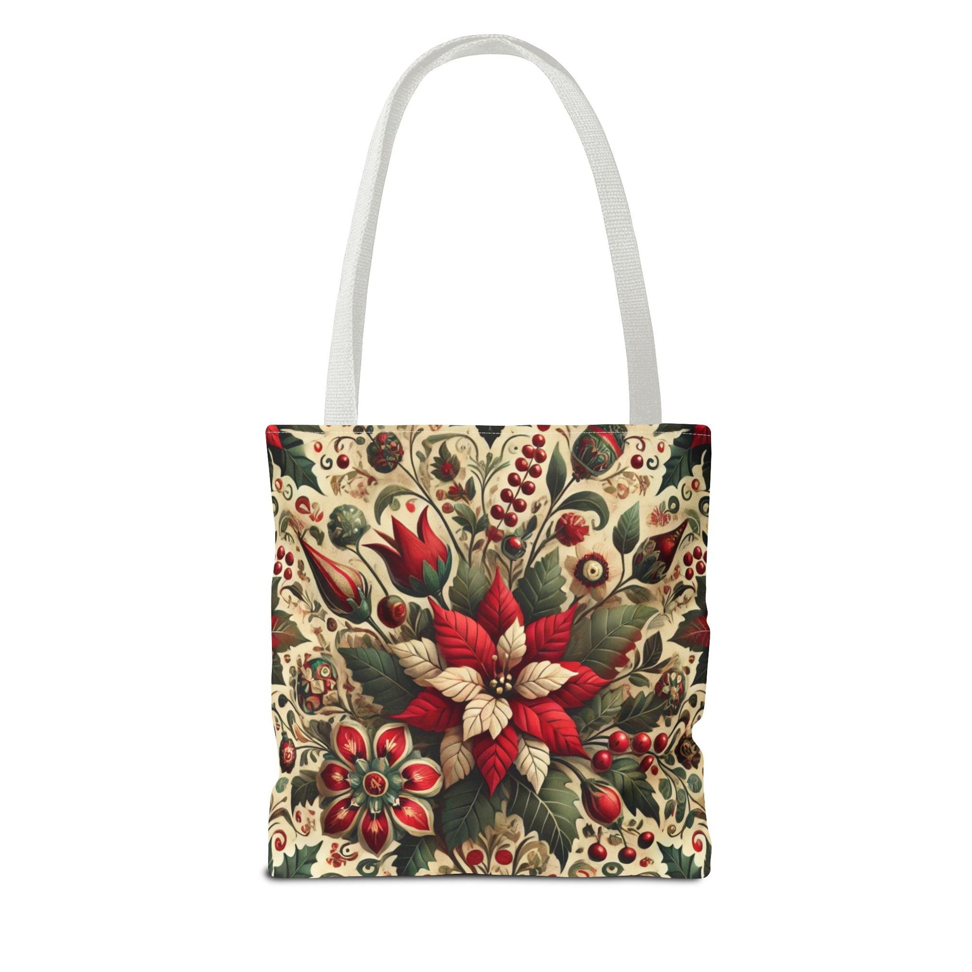 Christmas Poinsettia Floral Art Holiday Tote Bag