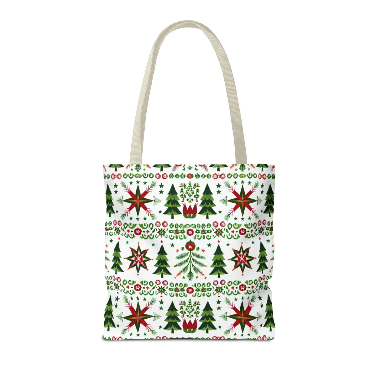 Polish Christmas Folk Art Pattern Stars Pines &amp; Florals Tote Bag