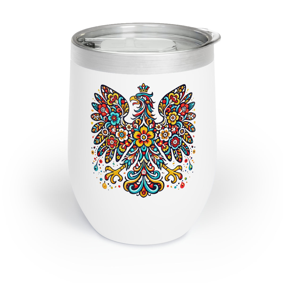 Floral Polish Eagle Wine Tumbler