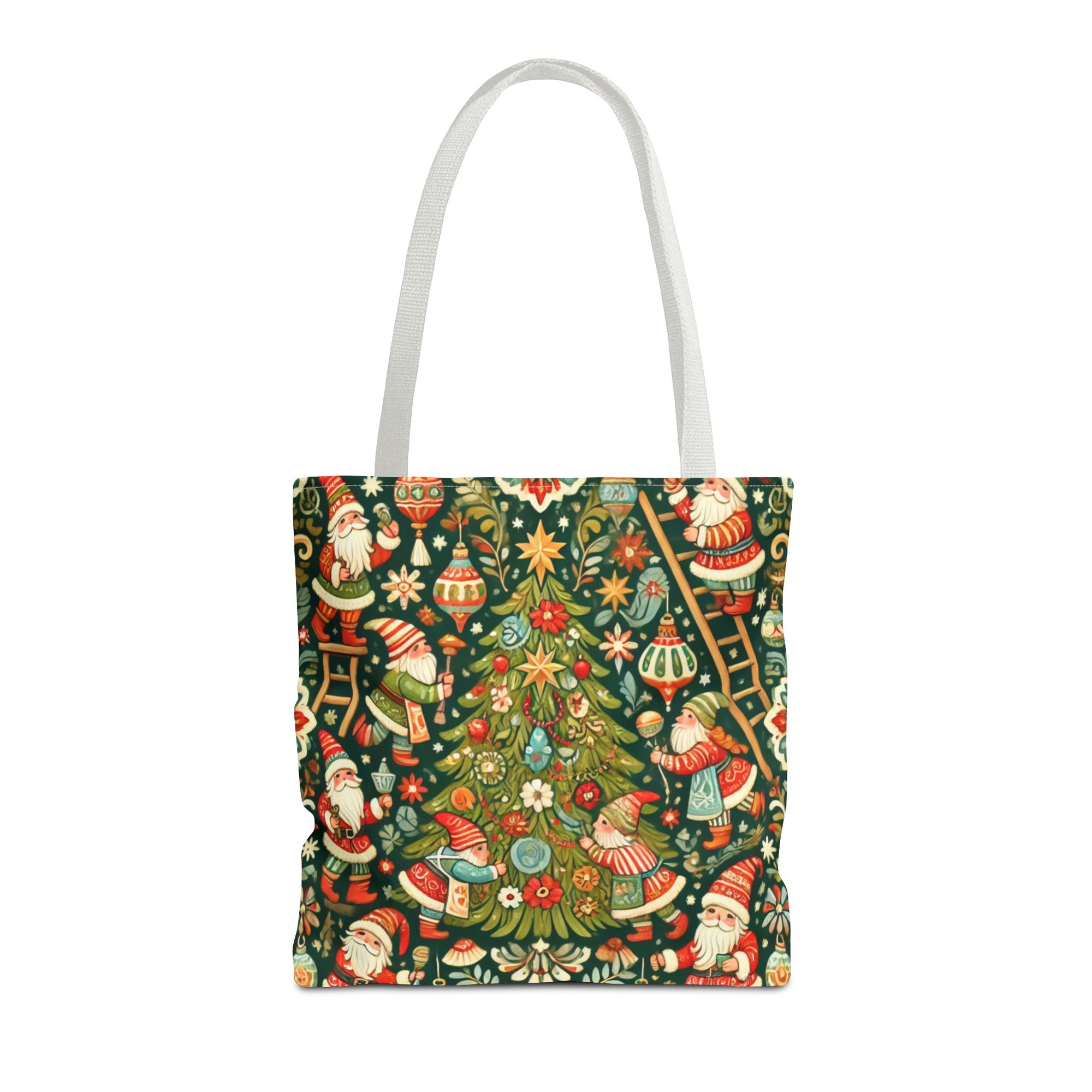 Christmas Gnomes Decorating Tree Holiday Tote Bag