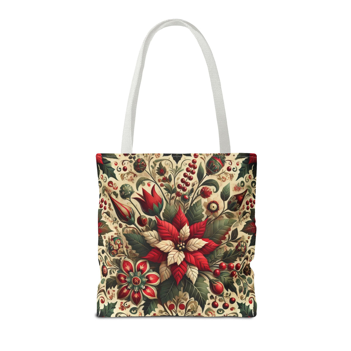 Christmas Poinsettia Floral Art Holiday Tote Bag