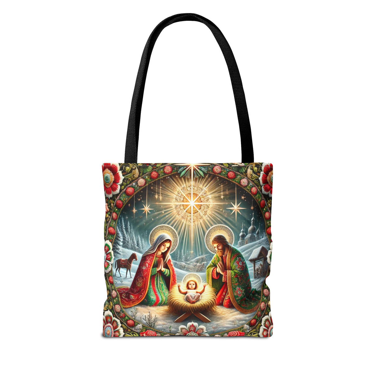 Nativity Scene Holy Family Manger Biblical Artwork Tote Bag