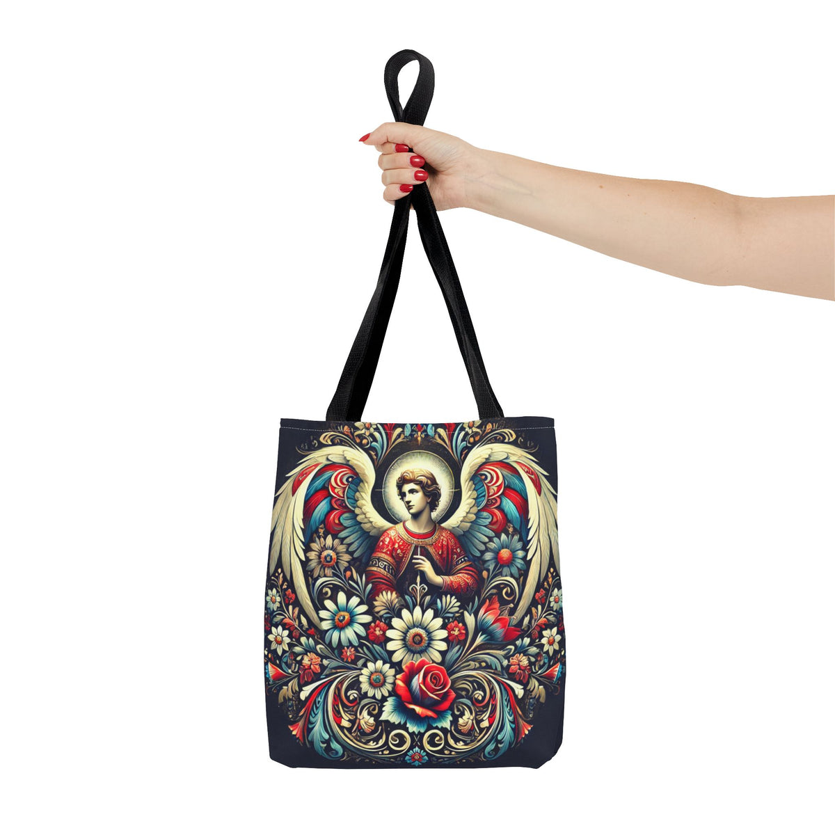 Archangel Michael Polish Floral Folk Art Tote Bag