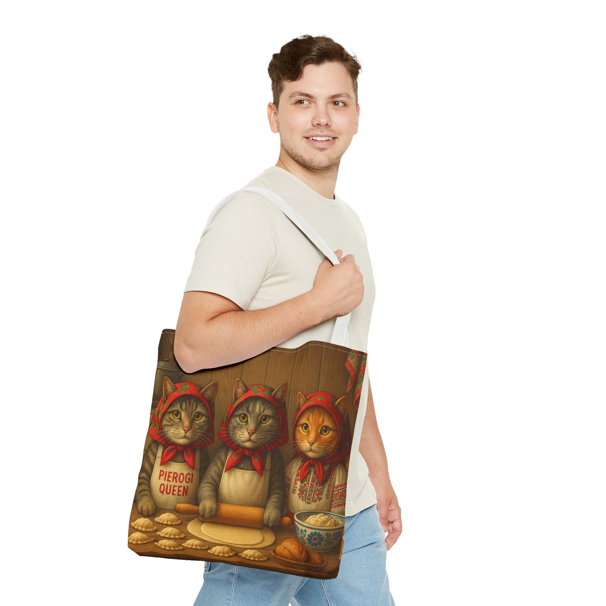 Babcia Cat Trio Making Pierogi Tote Bag