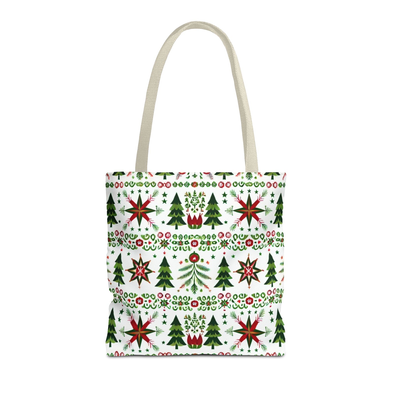 Polish Christmas Folk Art Pattern Stars Pines & Florals Tote Bag