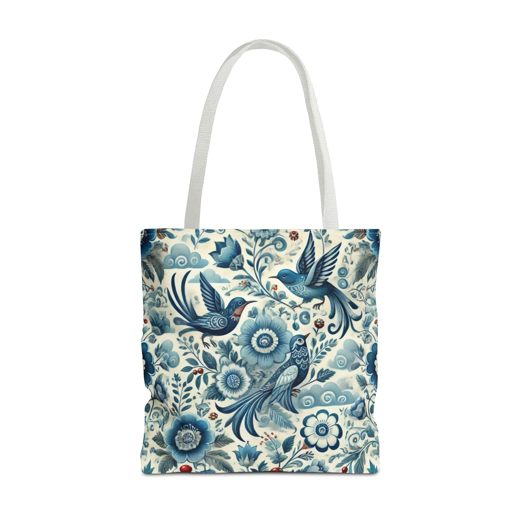 Polish Folk Art Floral & Birds Vibrant Blue Tote Bag