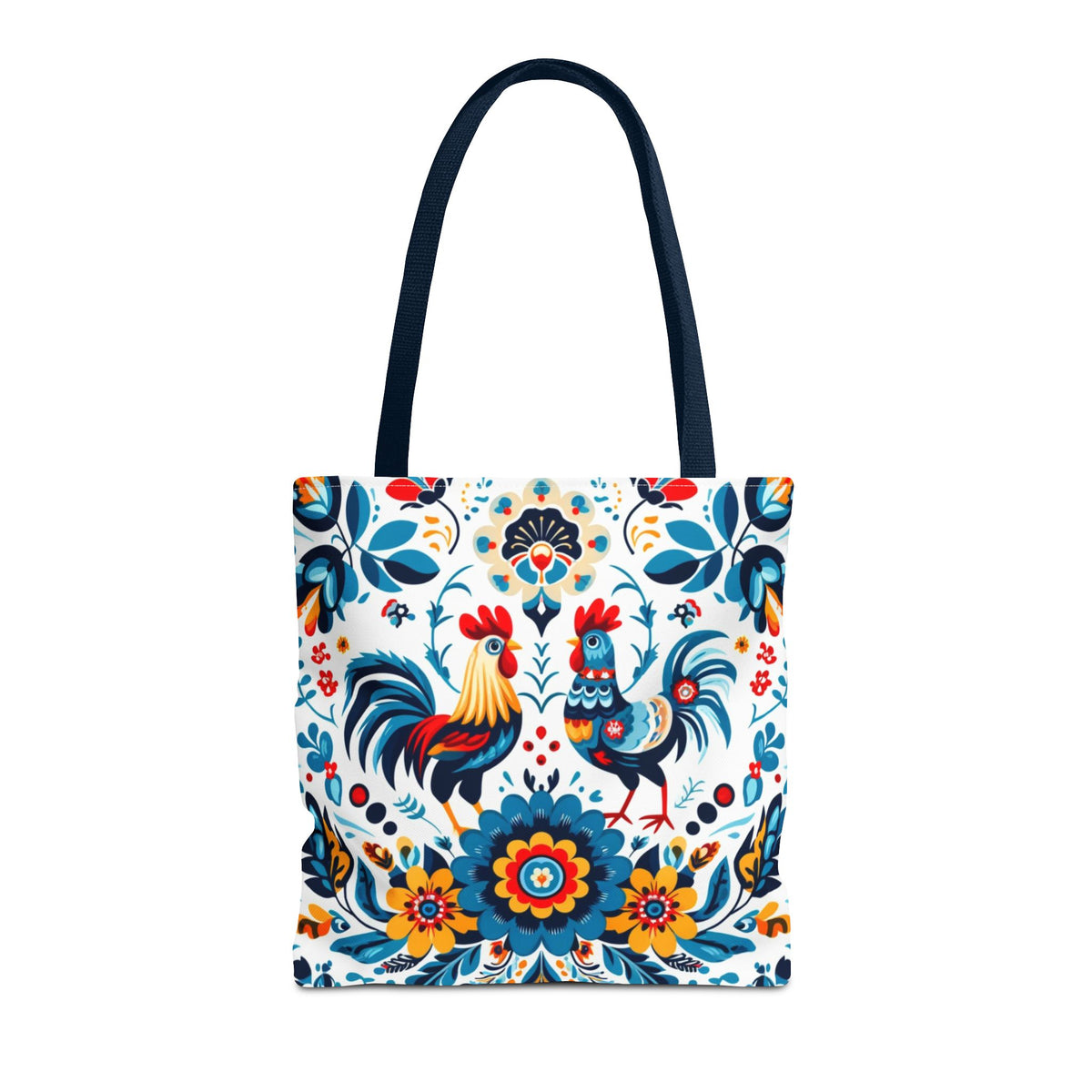 Vibrant Polish Chicken Pattern Floral Design Tote Bag
