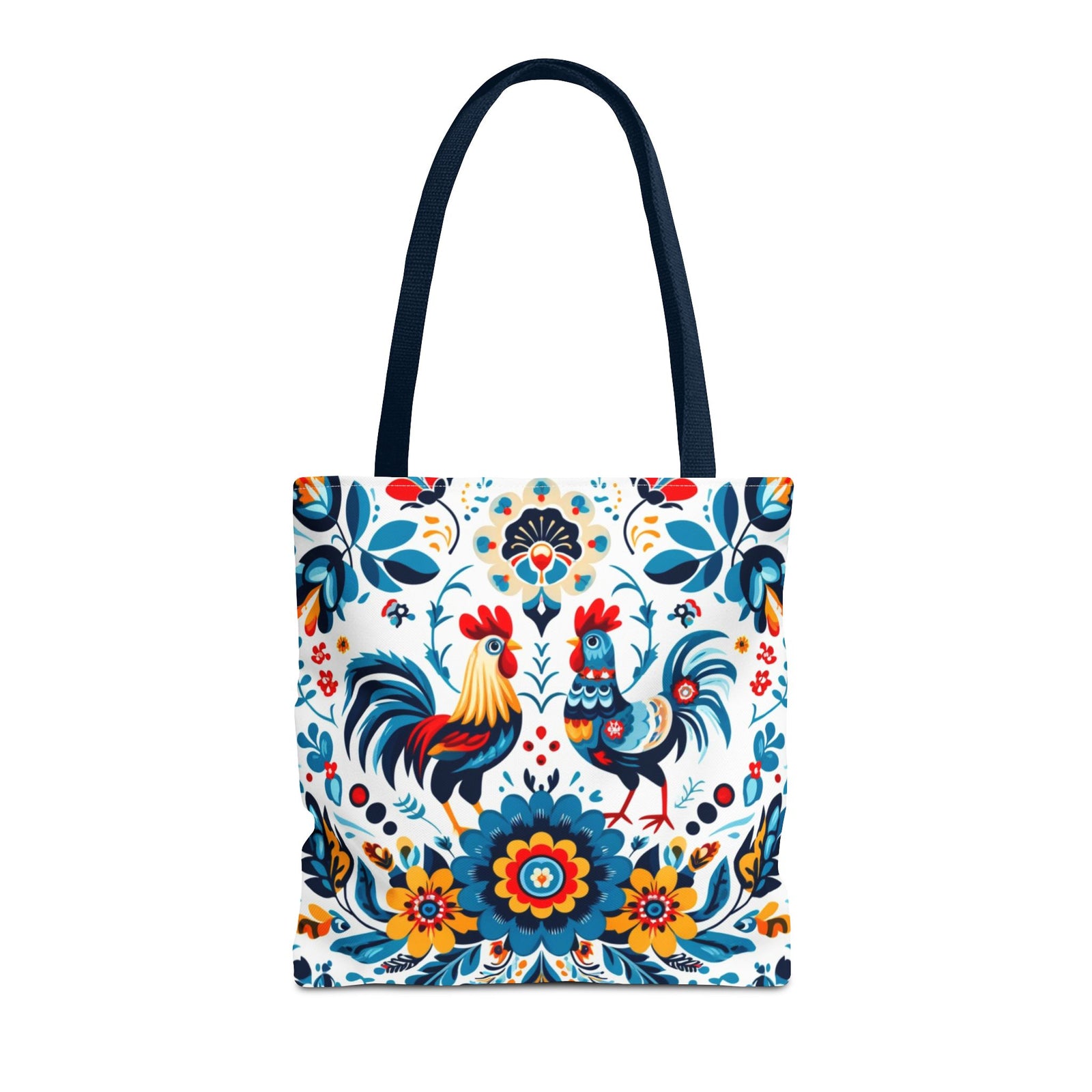 Vibrant Polish Chicken Pattern Floral Design Tote Bag