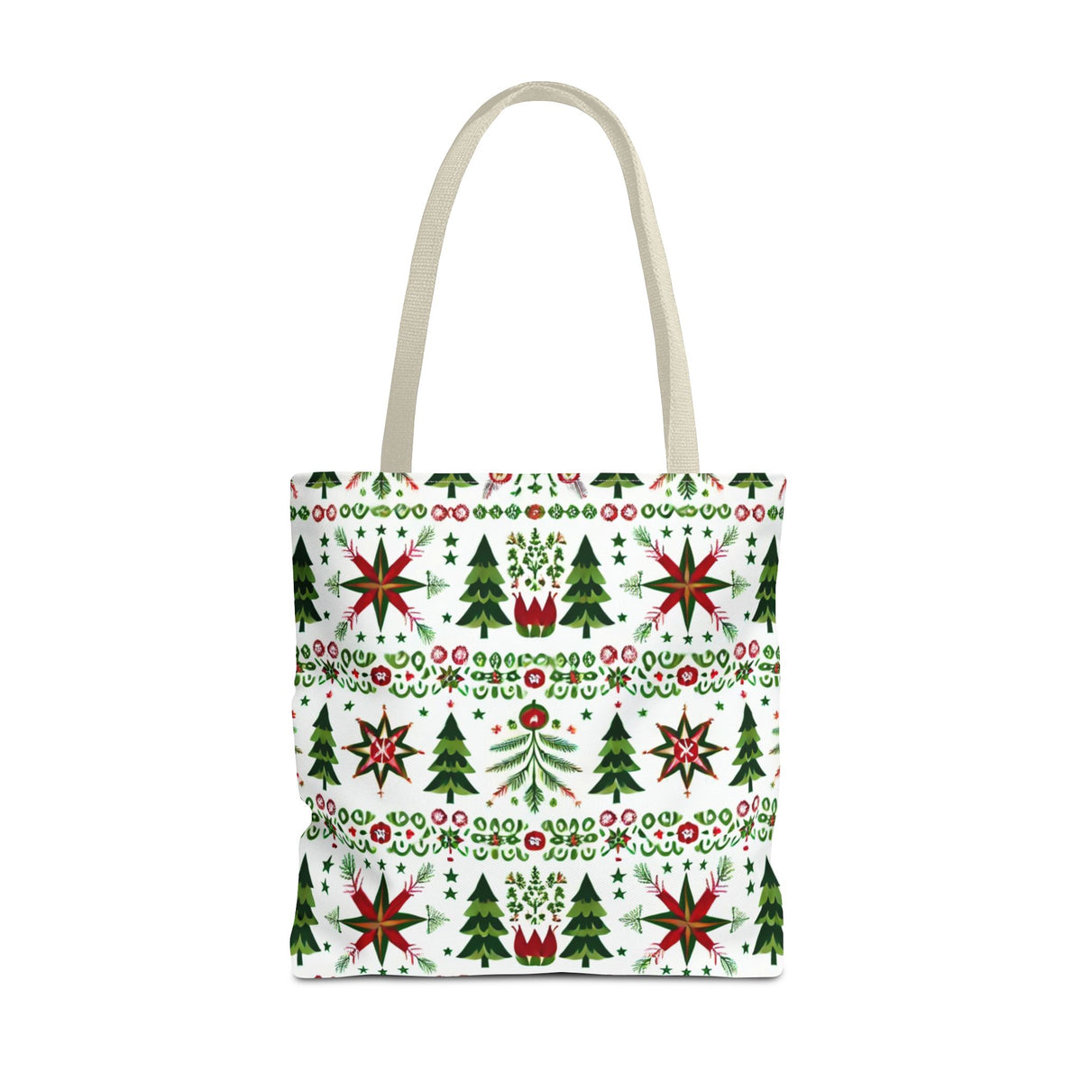 Polish Christmas Folk Art Pattern Stars Pines &amp; Florals Tote Bag
