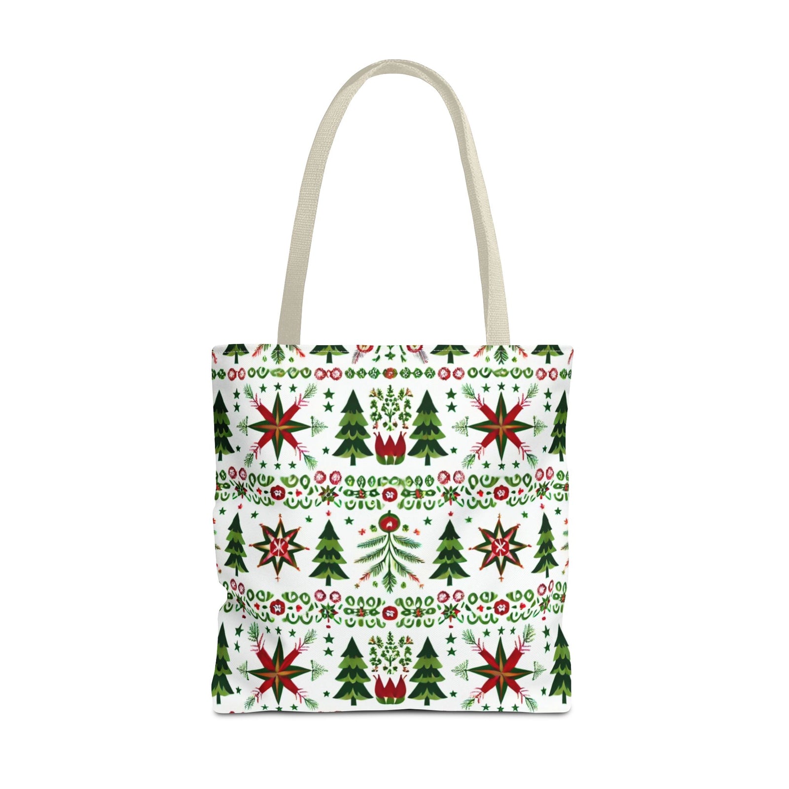 Polish Christmas Folk Art Pattern Stars Pines & Florals Tote Bag