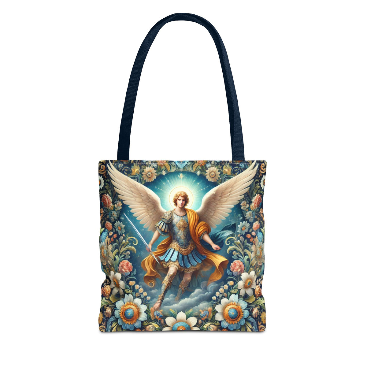 Archangel Michael Floral Tote Bag