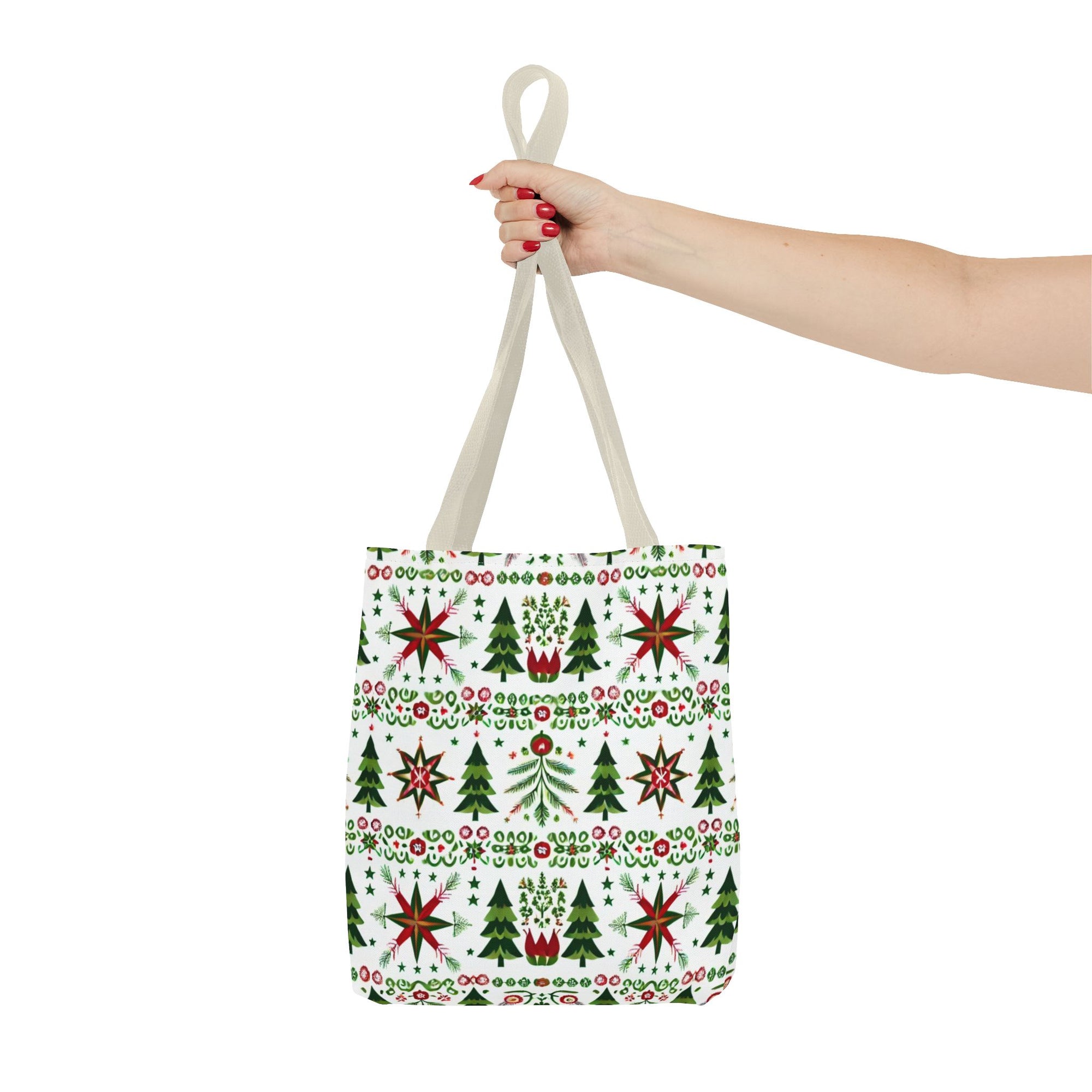 Polish Christmas Folk Art Pattern Stars Pines & Florals Tote Bag