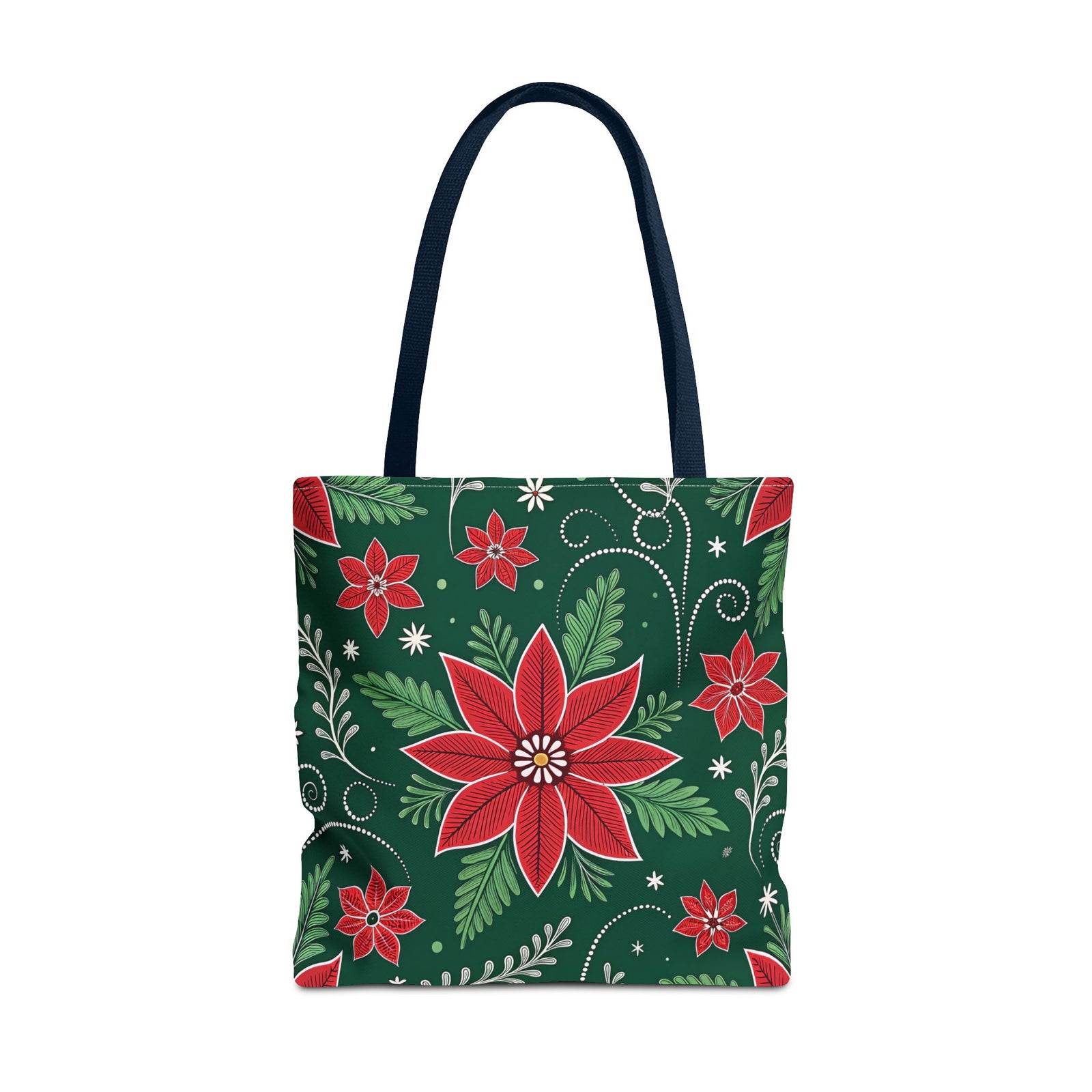 Christmas Poinsettia Folk Art Tote Bag