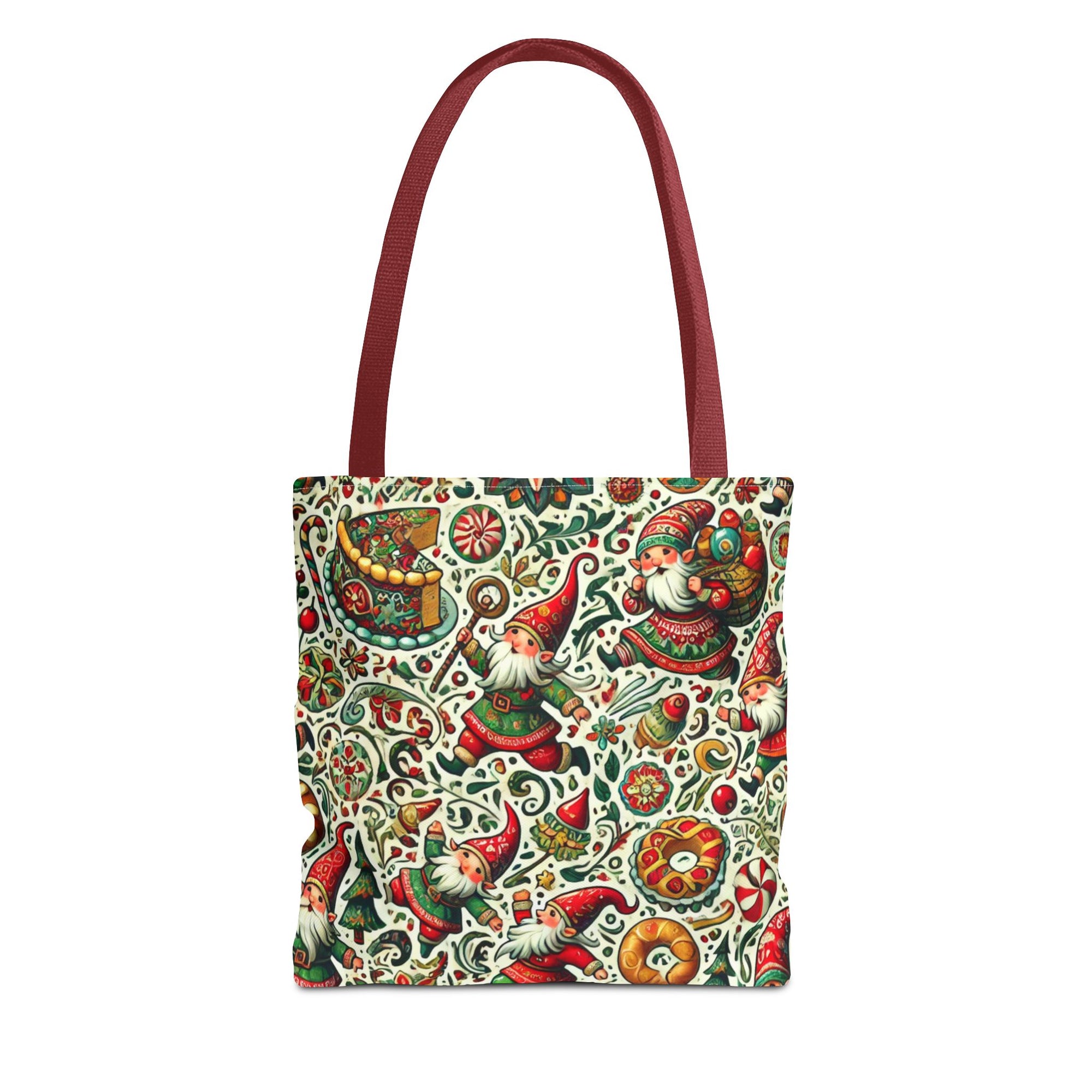 Christmas Gnomes Food Fight Whimsical Holiday Tote Bag