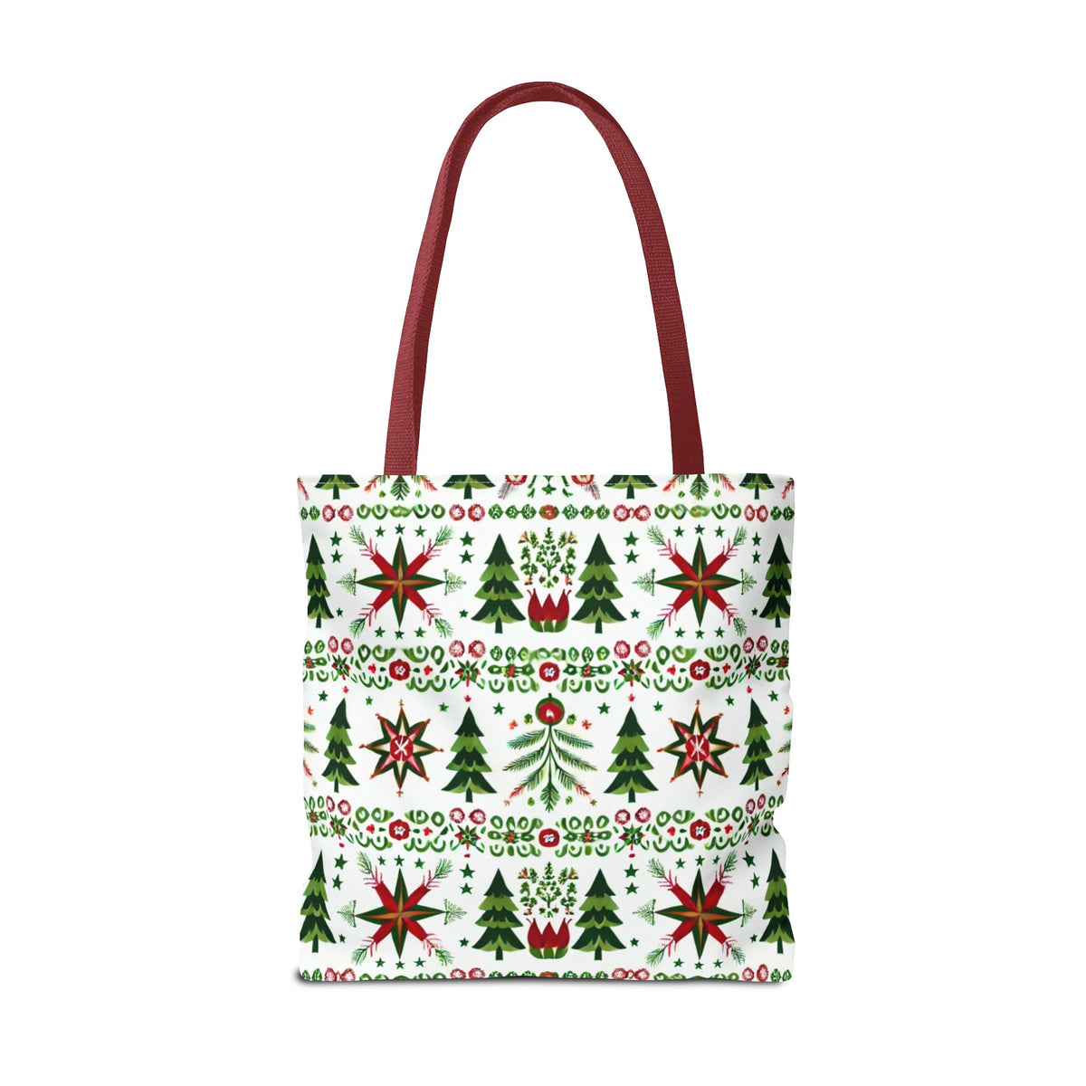 Polish Christmas Folk Art Pattern Stars Pines &amp; Florals Tote Bag