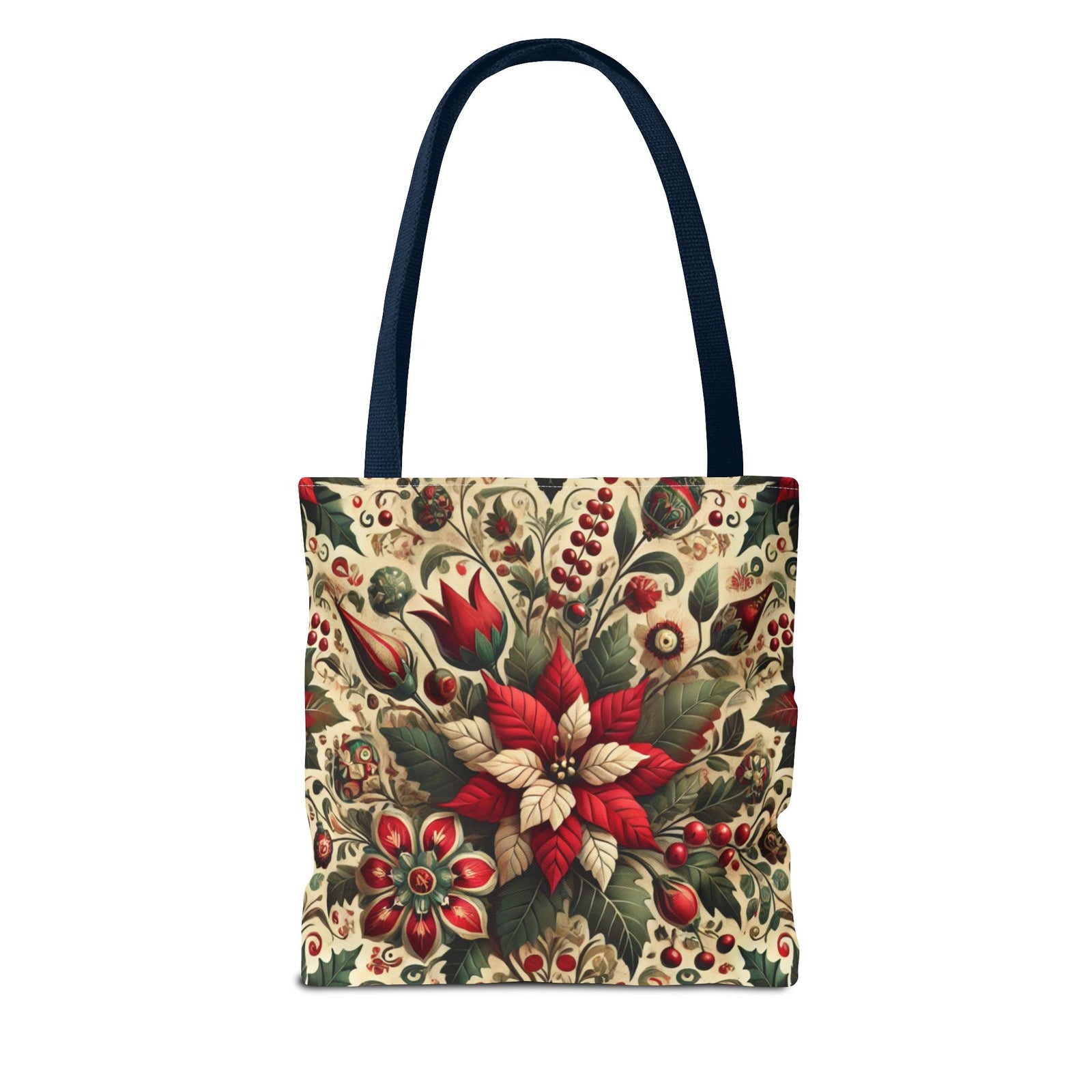 Christmas Poinsettia Floral Art Holiday Tote Bag