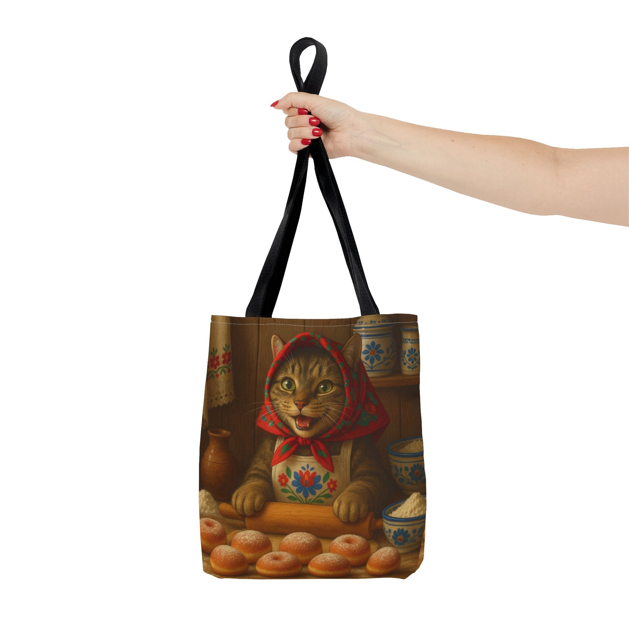 Babushka Cat Making Paczki Polish Donuts Tote Bag