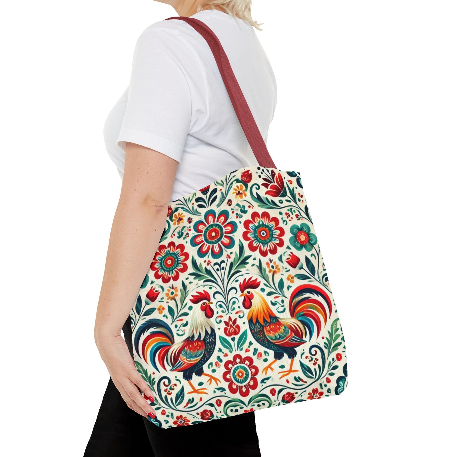 Colorful Polish Wycinanki Floral Design Tote Bag