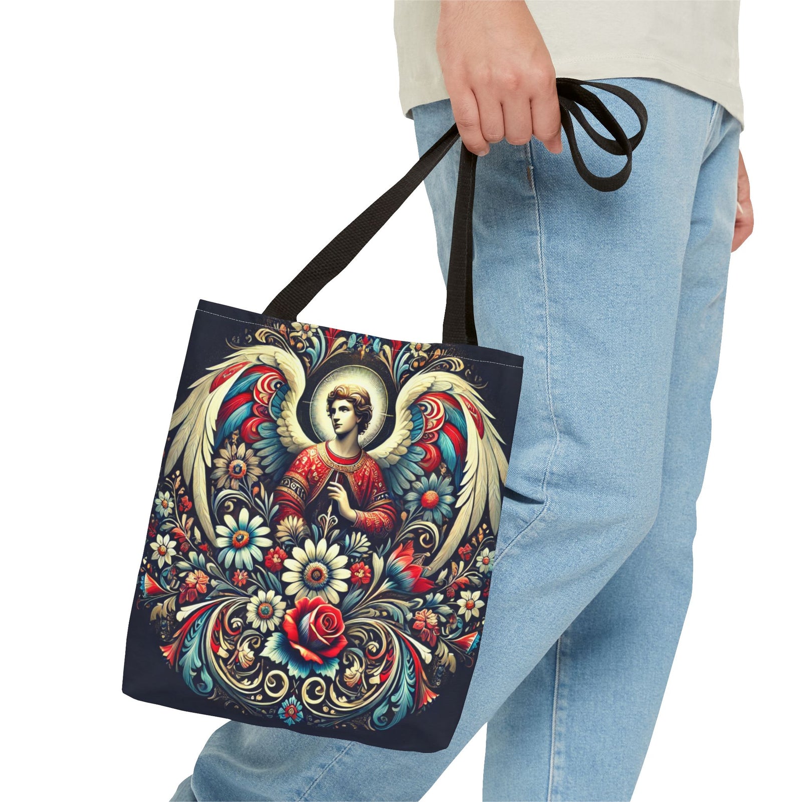 Archangel Michael Polish Floral Folk Art Tote Bag