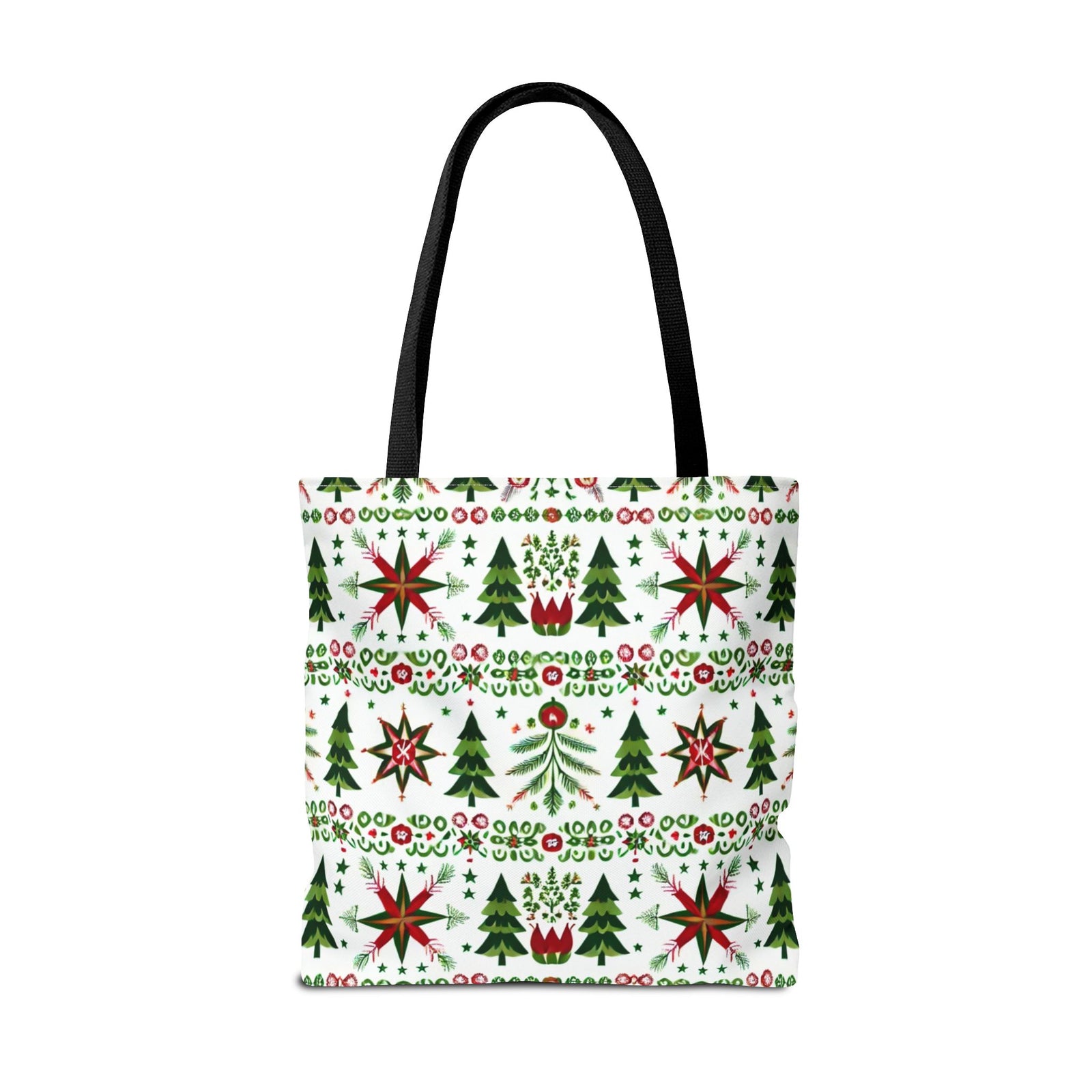Polish Christmas Folk Art Pattern Stars Pines & Florals Tote Bag