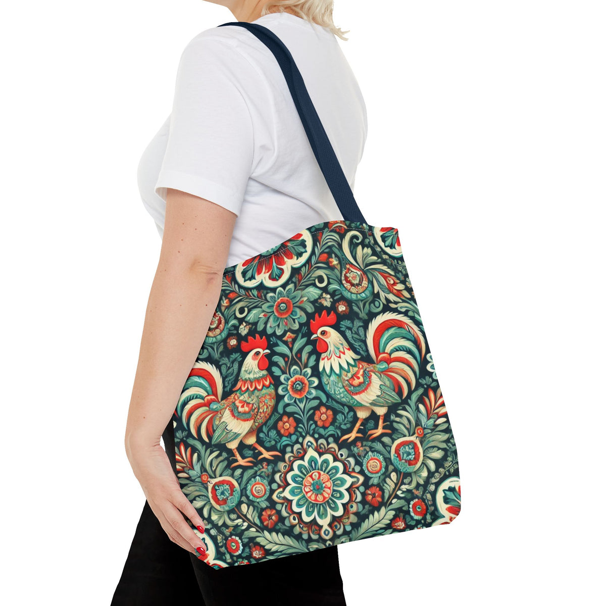 Polish Wycinanki Chickens Floral Design Tote Bag