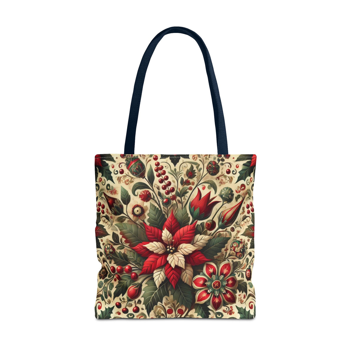 Christmas Poinsettia Floral Art Holiday Tote Bag