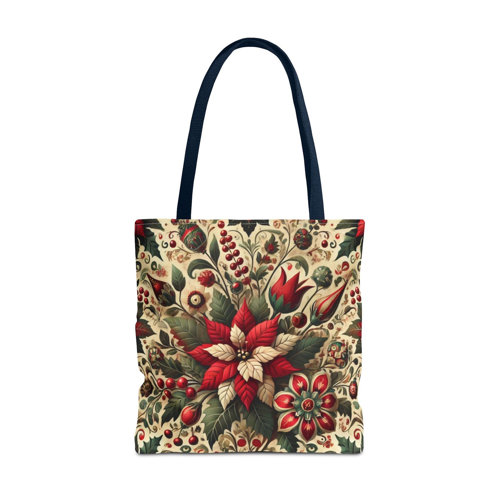 Christmas Poinsettia Floral Art Holiday Tote Bag