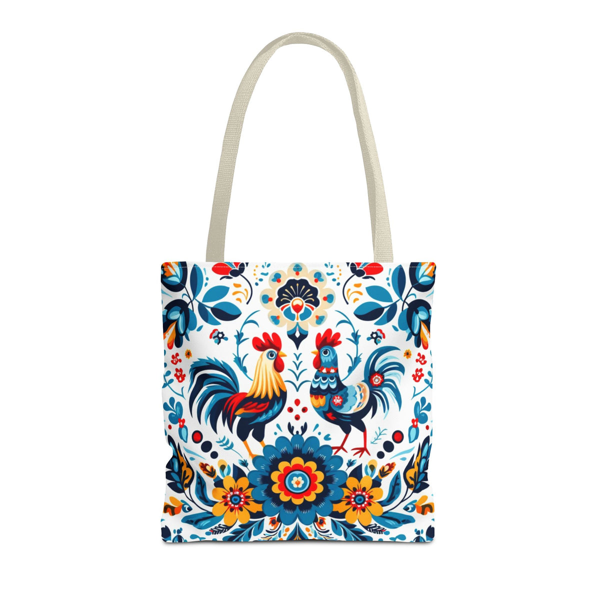 Vibrant Polish Chicken Pattern Floral Design Tote Bag