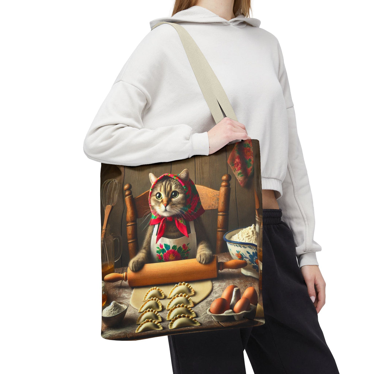 Polish Cat Making Pierogi Tote Bag