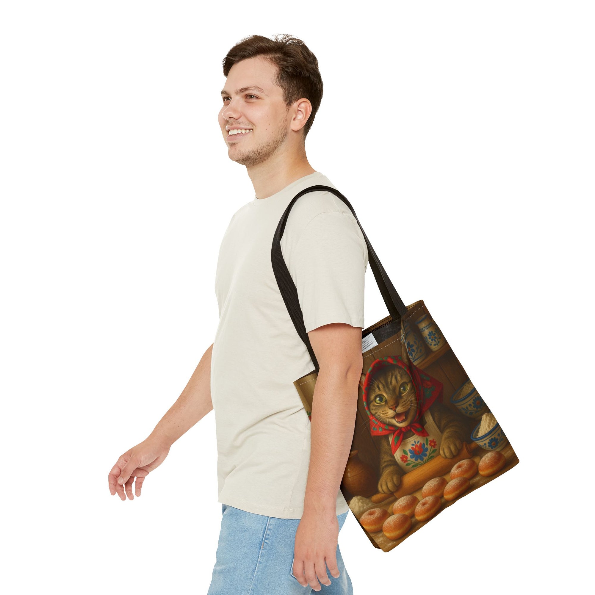 Babushka Cat Making Paczki Polish Donuts Tote Bag