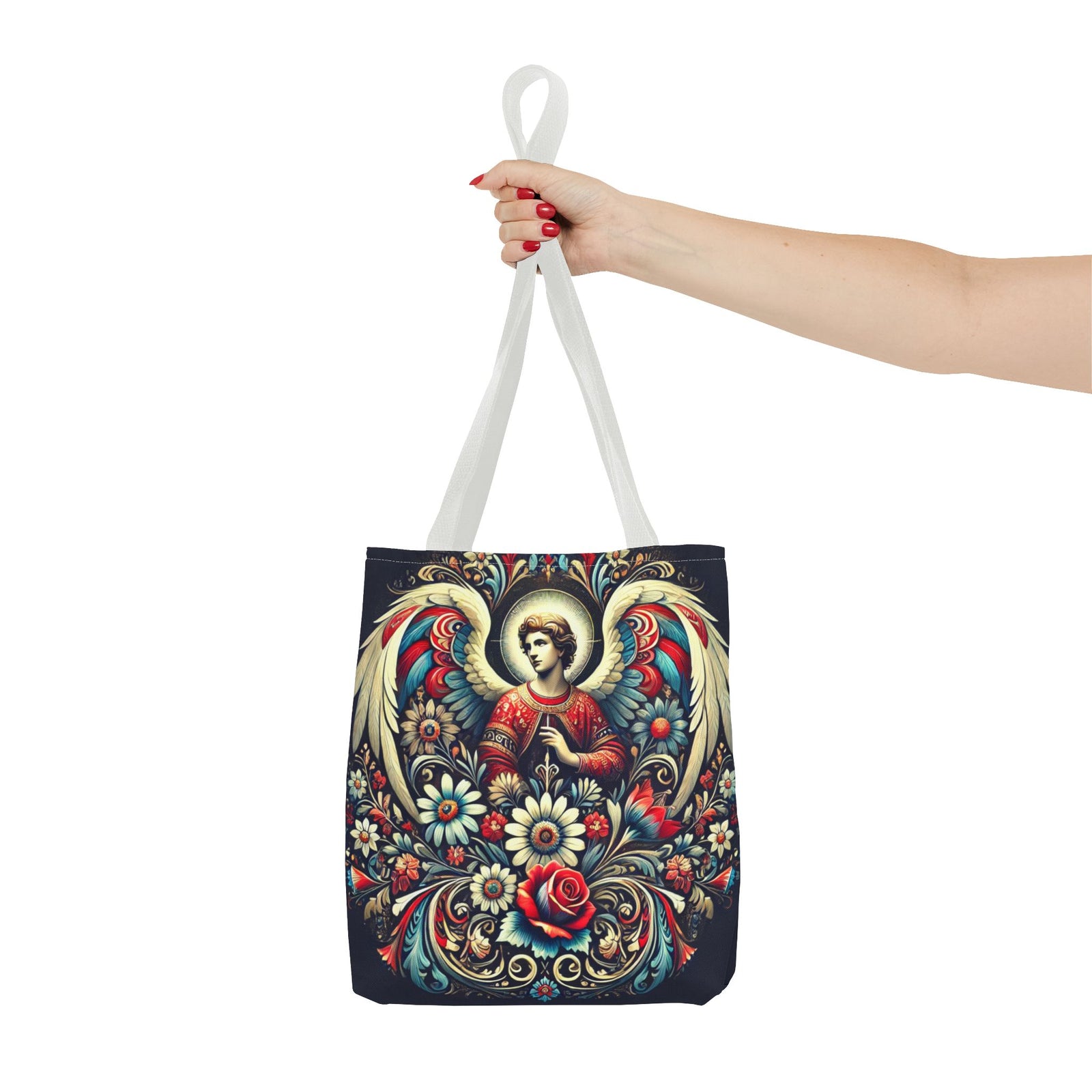 Archangel Michael Polish Floral Folk Art Tote Bag