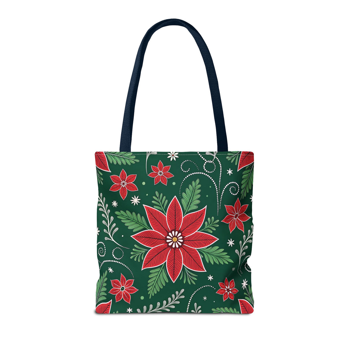 Christmas Poinsettia Folk Art Tote Bag