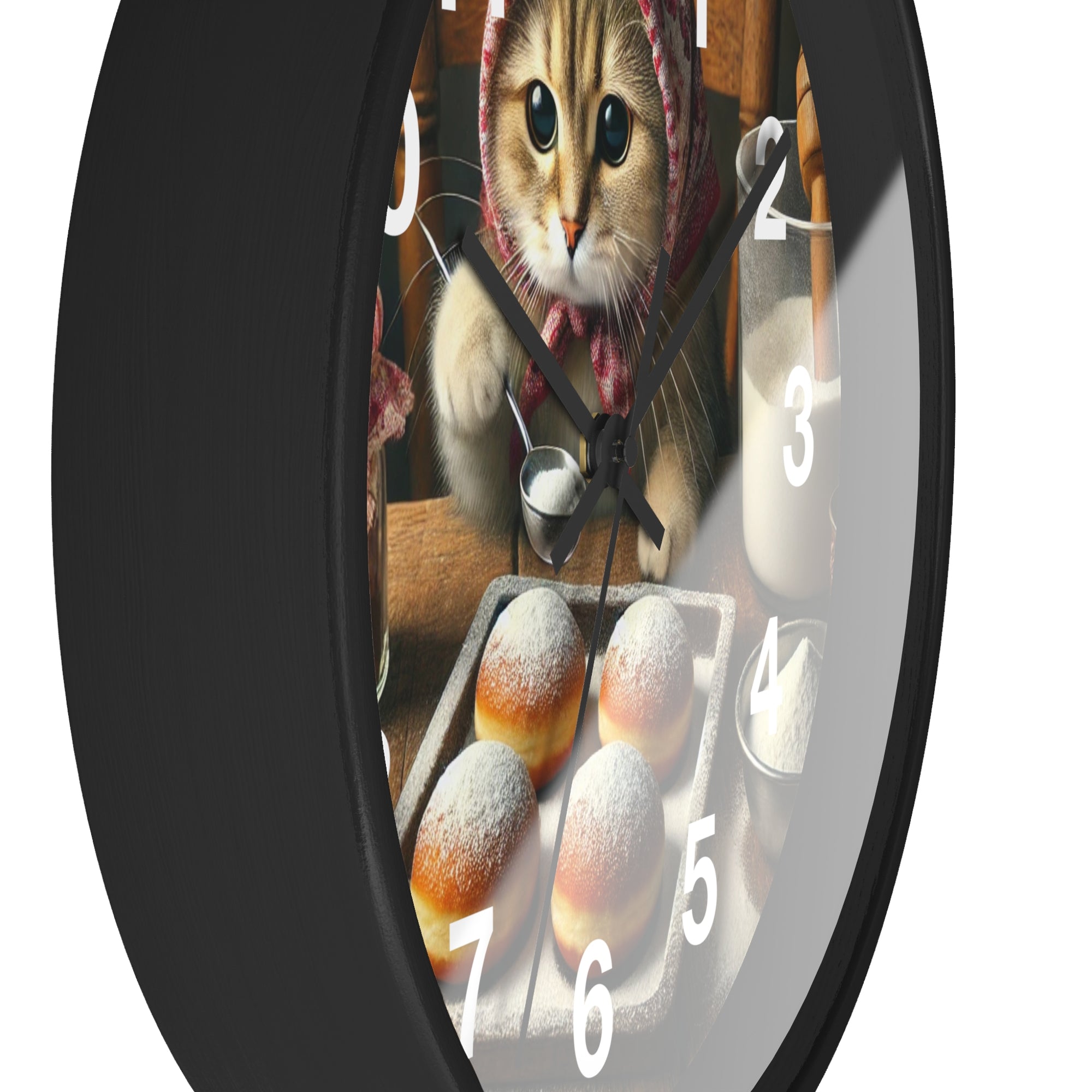 Cute Polish Cat Making Paczki Wall Clock