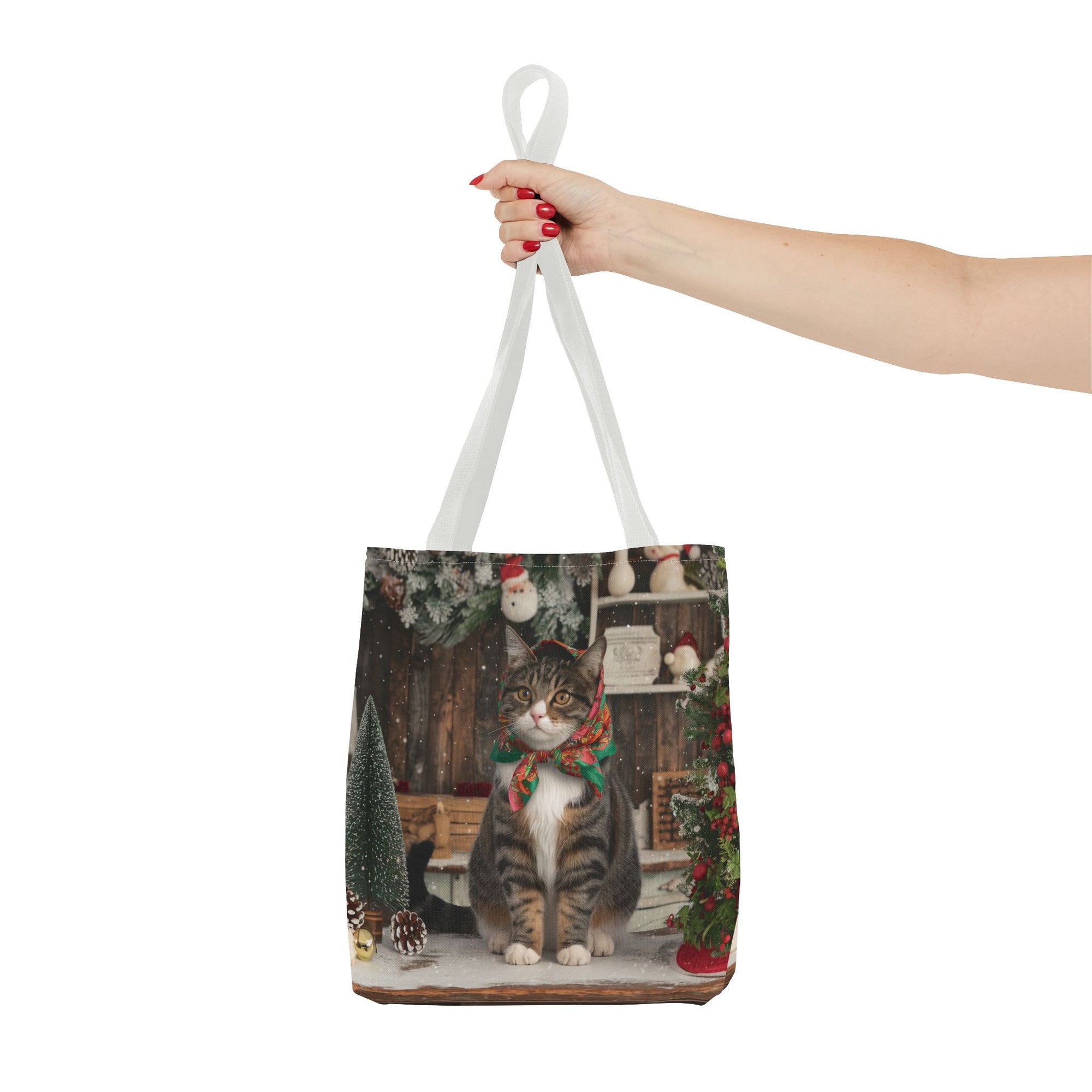 Babushka Cat Holiday Christmas Tote Bag