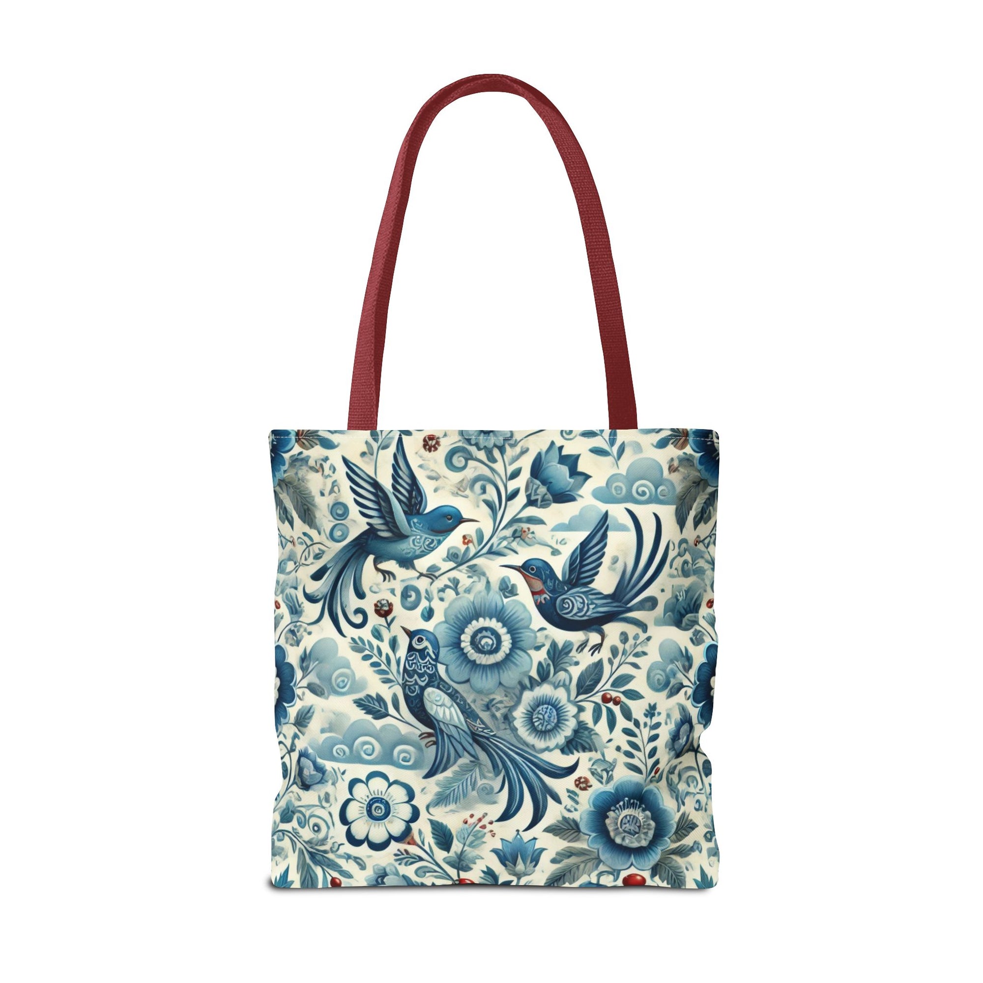 Polish Folk Art Floral & Birds Vibrant Blue Tote Bag