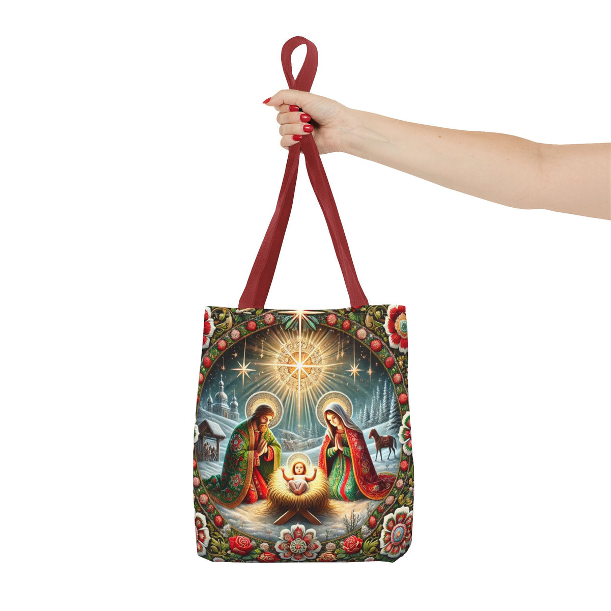 Nativity Scene Holy Family Manger Biblical Artwork Tote Bag