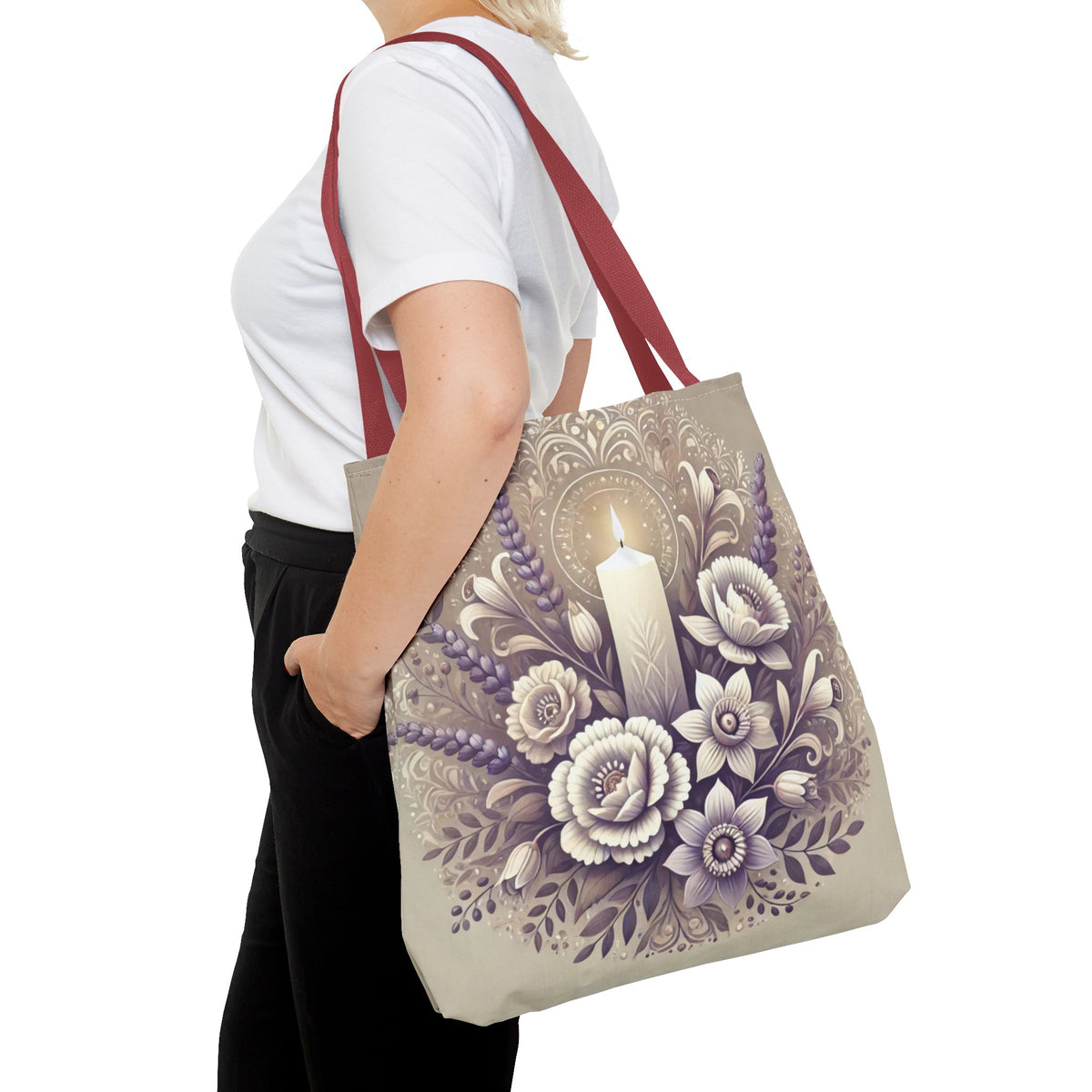 All Saints Day Religious Floral Folk Art Tote Bag