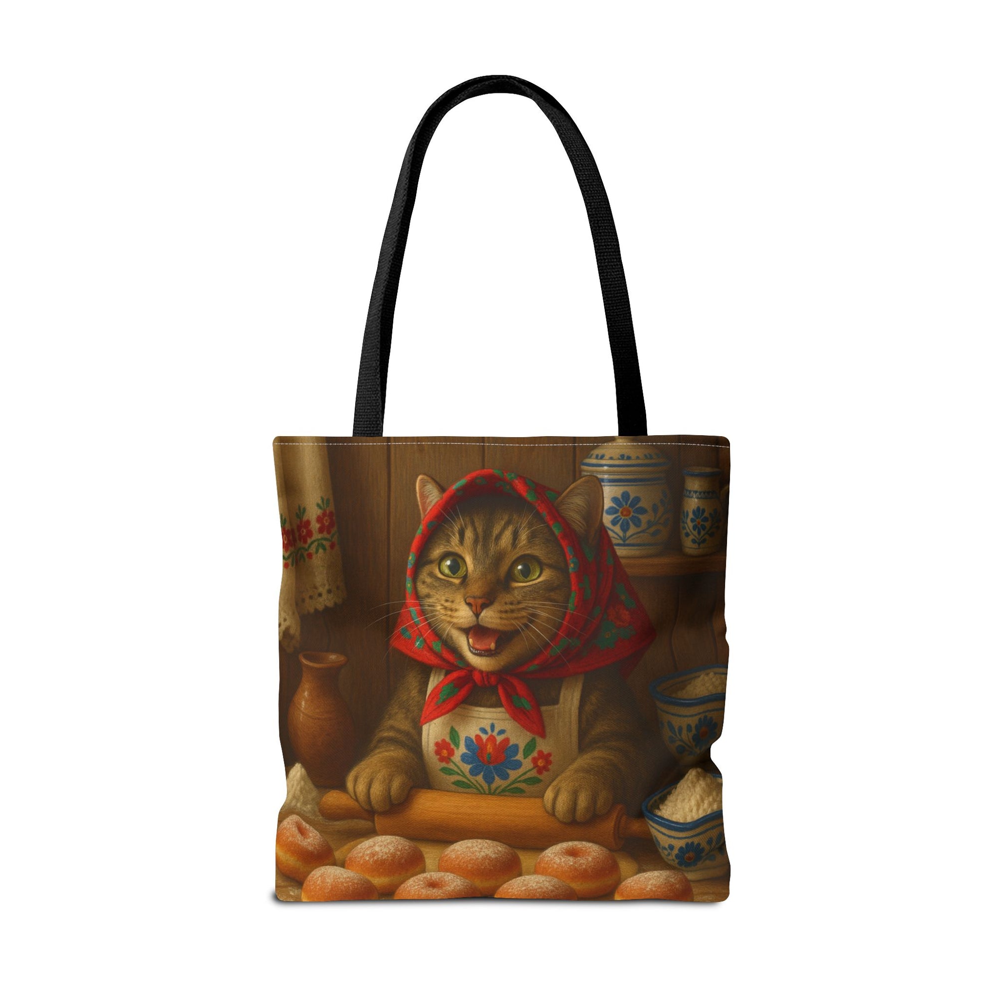 Babushka Cat Making Paczki Polish Donuts Tote Bag