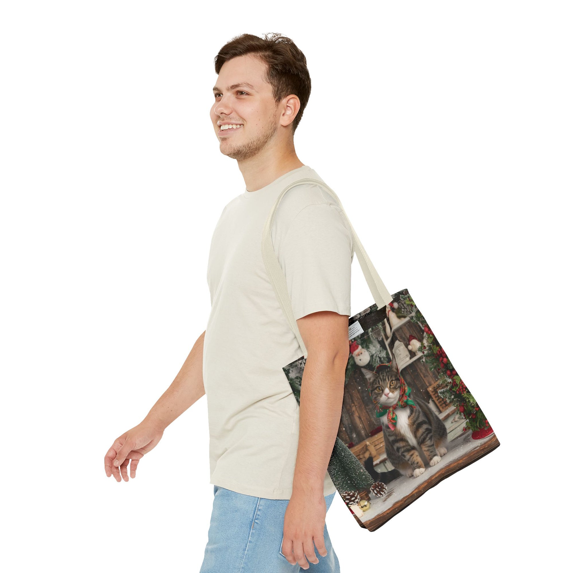 Babushka Cat Holiday Christmas Tote Bag